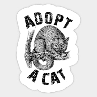 Adopt a Cat Funny Opossum Black&White Sticker